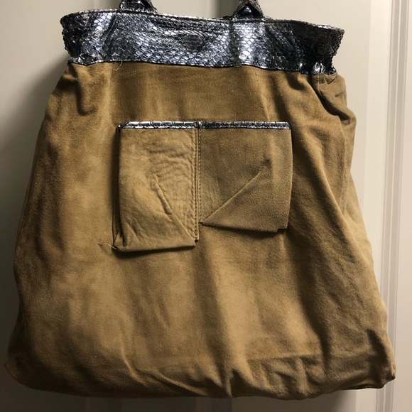 Zagliani Metallic Python Tote - Picture 5 of 6